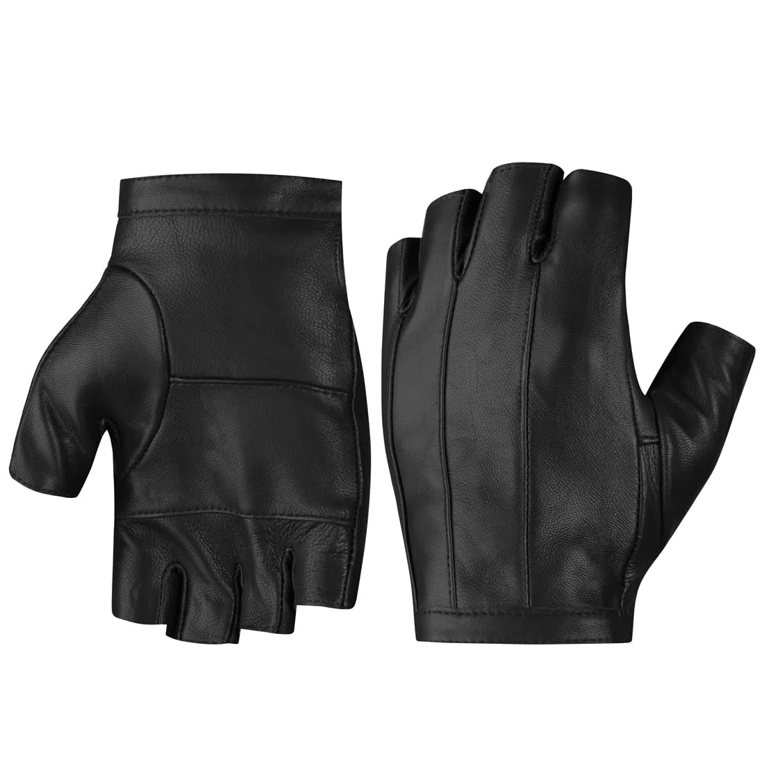 Harssidanzar Fahrhandschuhe für Männer,Ungefütterte Fingerlose Half Finger Leder Fahrhandschuhe KM049EU