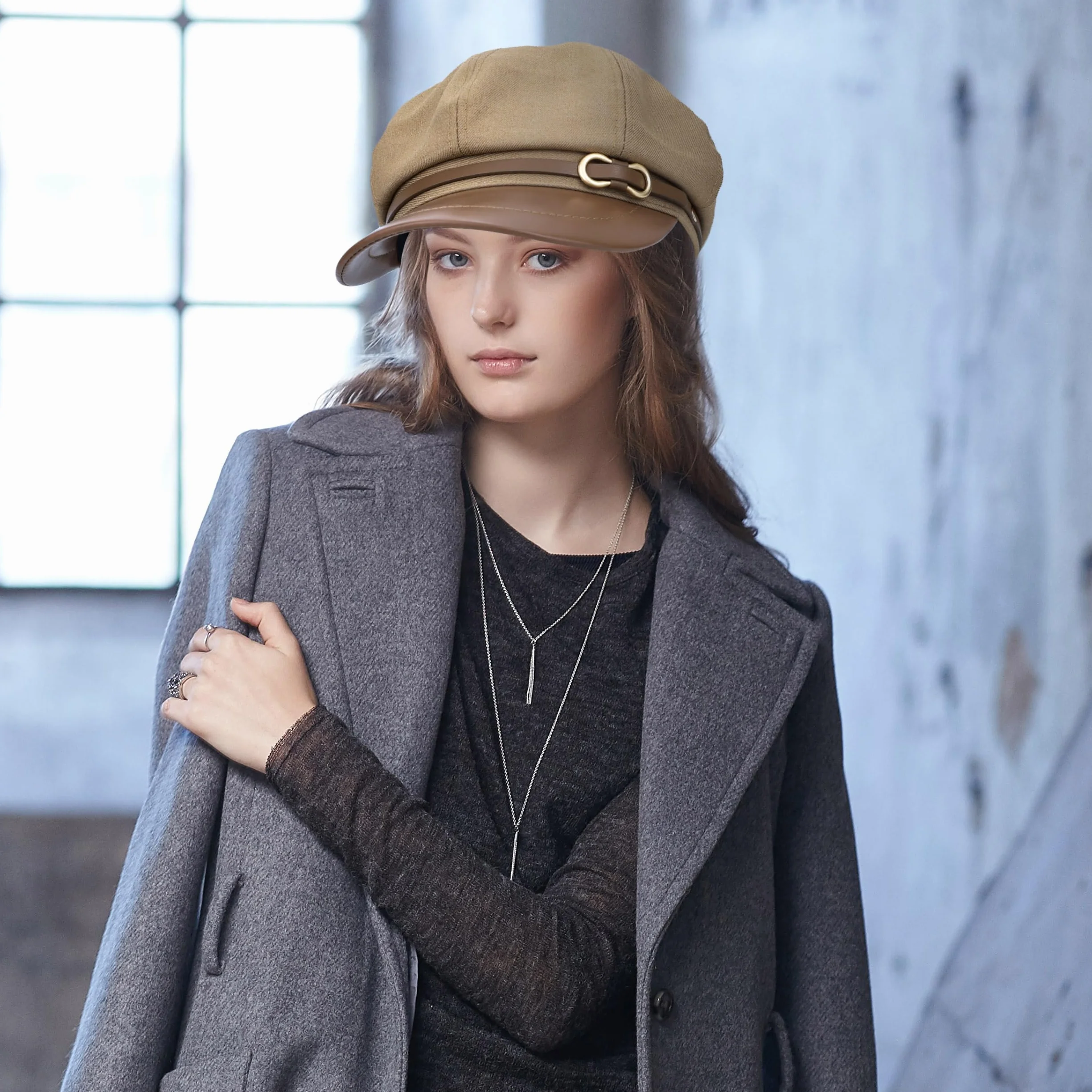 Damen-Hut mit achteckiger Form Newsboy-Hüte Baskenmütze Newsboy-Kappen Trendige niedliche Herbst- und Wintermützen