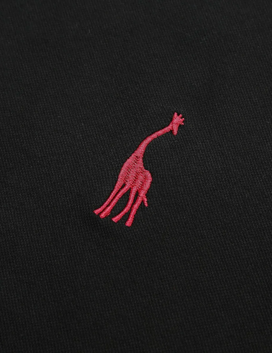 Poloshirt Herren Kurzarm Polohemd Giraffe Stickerei Einfarbig T-Shirt M-3XL