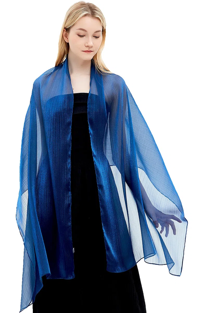 Damen Schals und Wraps für Abendkleider Leichte Sheer Crepe Tücher Shimmer Hochzeit Party Stole