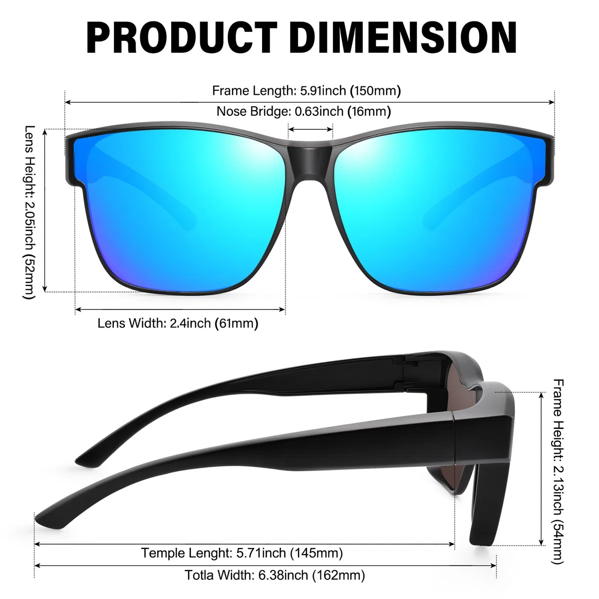 URUMQI Überzieh Sonnenbrille über Normale Brille, Polarisiert Überbrille Sonnenbrille für Brillenträger Damen Herren, Fit over Sunglasses mit UV400 Schutz für Fahren, Angeln Beige Schildpatt Rahmen