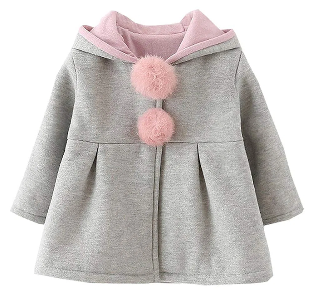 EDOTON Baby Mädchen Mäntel aus Baumwolle Frühlung Herbst Winter Jacken mit Haarballen Kaninchen Ohr Kleinkinder warm Kleidung