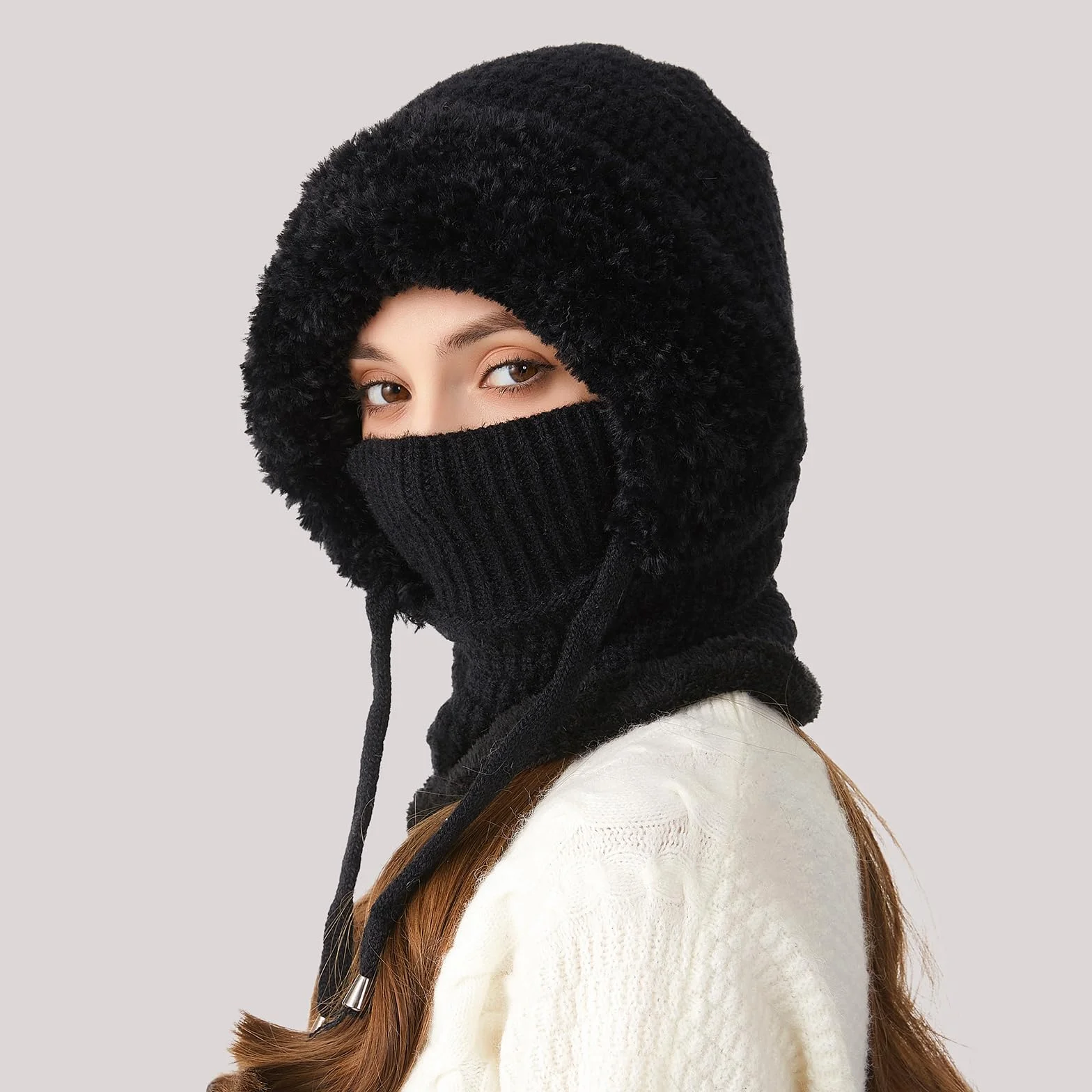 TAGVO Winter Warm Sturmhaube Damen Winddicht Balaclava Mütze Skimaske 3 in 1 Thermo-Fleece-Haube Schal Gesichtsschutz für Outdoor Radfahren, Snowboarden, Skifahren, Motorradfahren