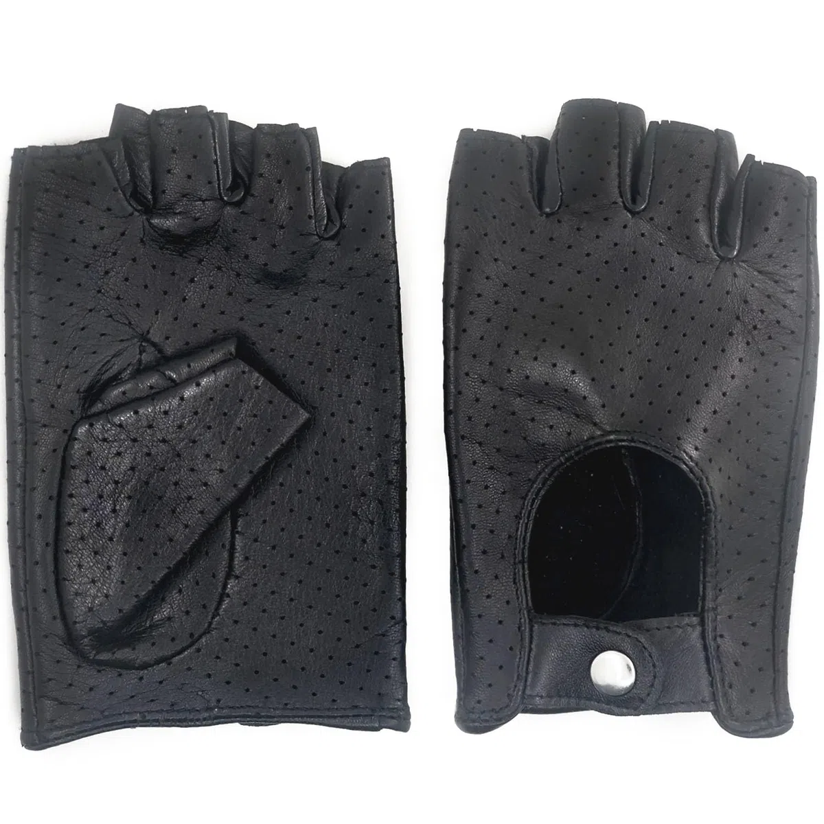 Herren-Lederhandschuhe Vollmaschige Fingerlose Halbfinger-Fahrhandschuhe