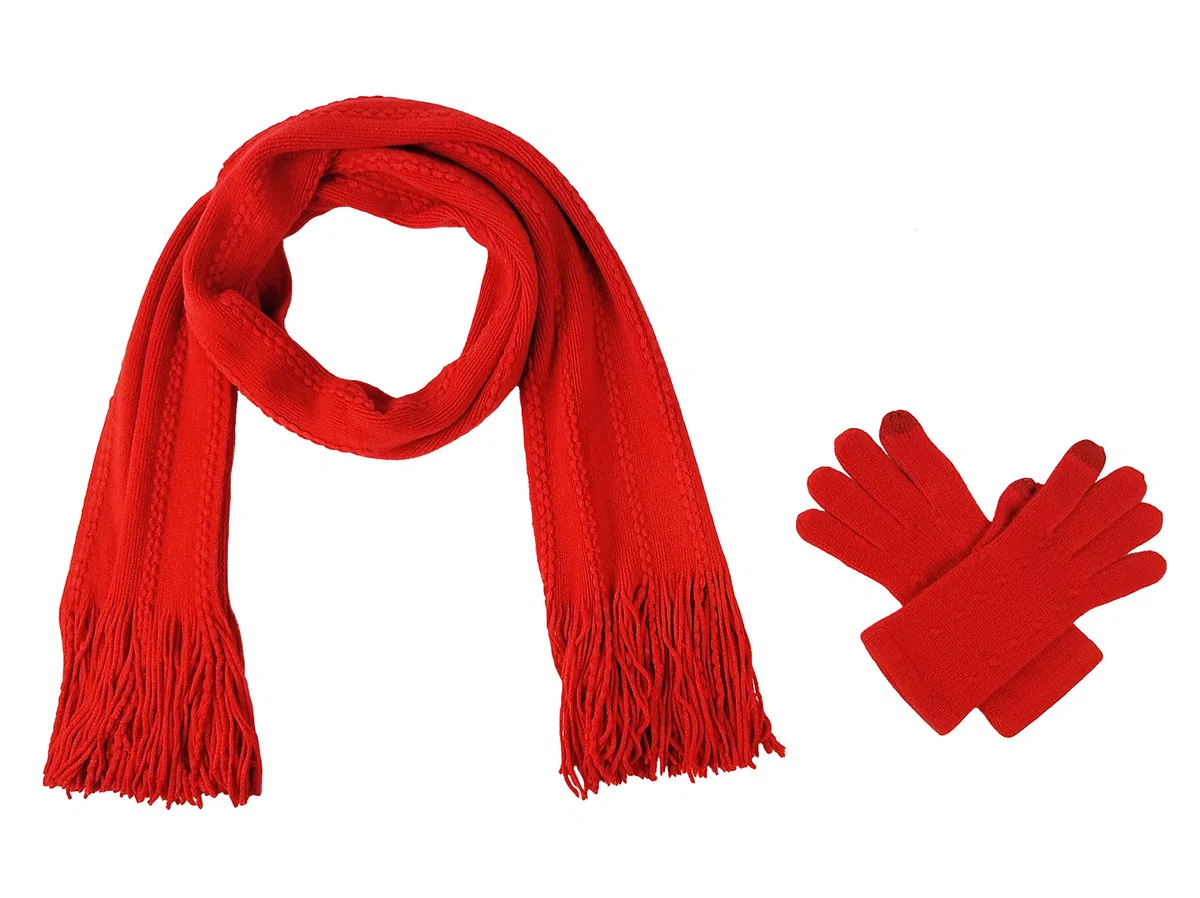 BRUCERIVER Damen Ultra Weich Gestrickter Schal & Handschuh Set Touchscreen Funktion Cashmere Gefühl Cable Design