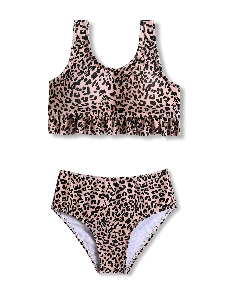Arshiner Mädchen Bikini Kinder Tankini Set Sommer Rüschen Bustier Bikinislip Zweiteiliges Badeanzüge Blumendruck Strand Surf Bademode 5-12 Jahre
