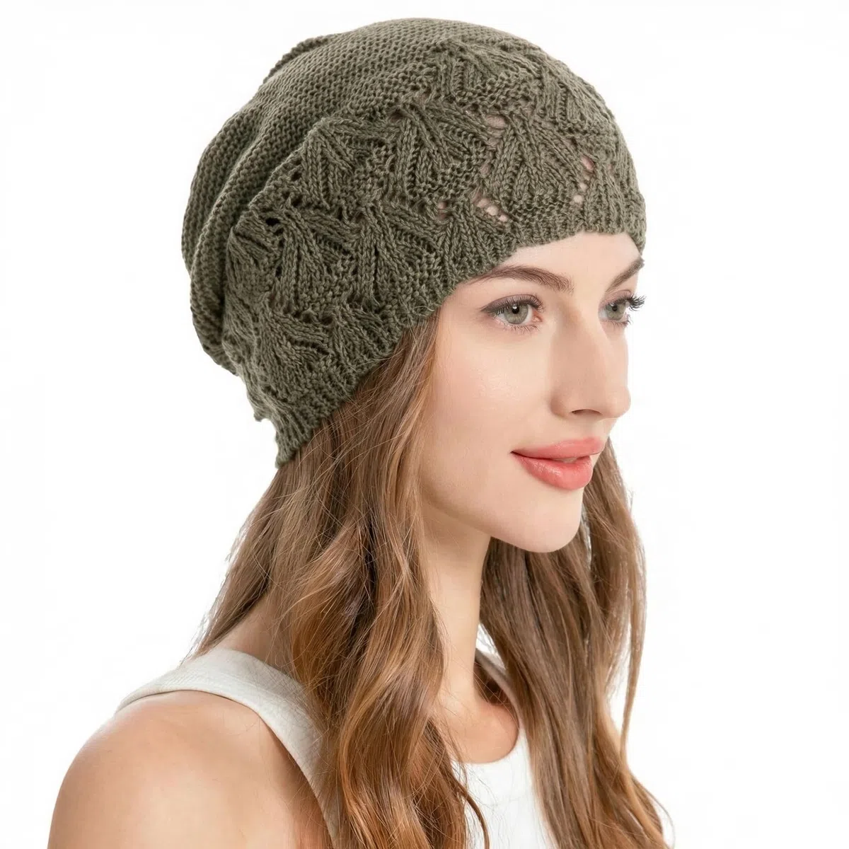 ZLYC Damen Sommer Strickmützen Handstricken Häkelmütze Vintage Beanie Mütze