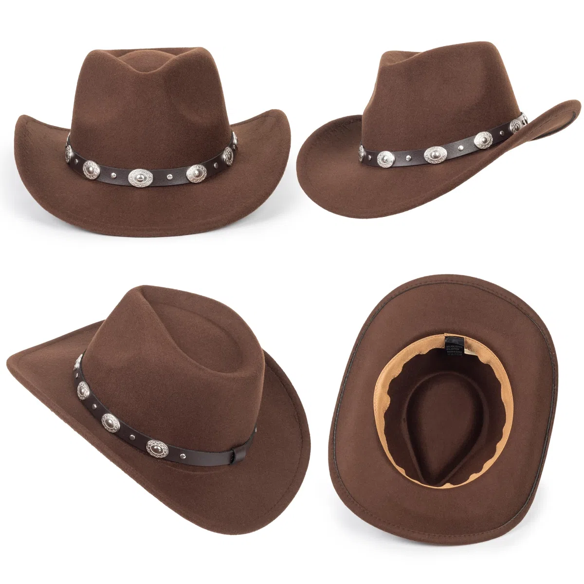 INOGIH Women Men Western Cowboy Cowgirl Hat Fedora with Pull-on Closure Outdoor Wide Brim Fedora Hat