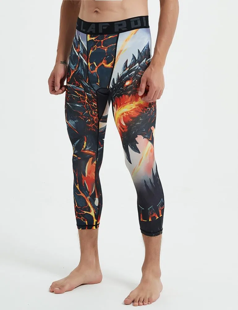 LAFROI Men's Compression Fit 3/4 Tights Leggings with Pcoket/Non-Pocket-YSK10