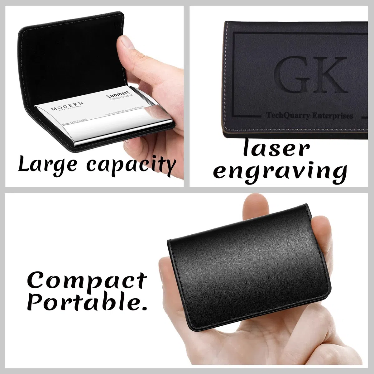 Beliver Personalisierte Visitenkartenhalter in Leder Custom graviert Visitenkartenhalter für Männer und Frauen - langlebig und Mehrzweck-Business-Geschenk