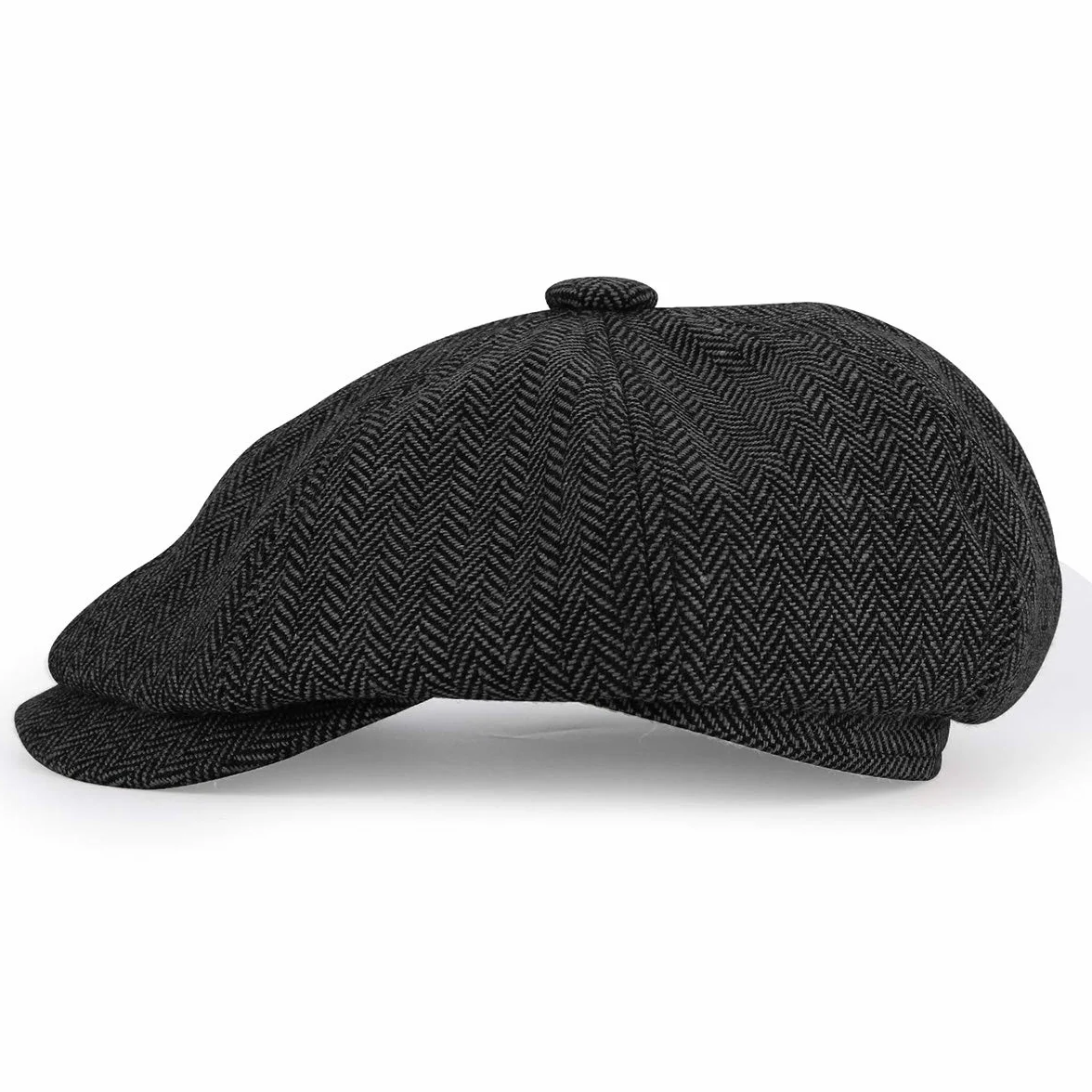 Newsboy Stil Tellermütze Schirmmütze Herren Damen - 8 Panel Peaky Fischgräten Tweed Retro Schiebermütze Schlägermütze Gatsby Cap - 56cm, Kaffee