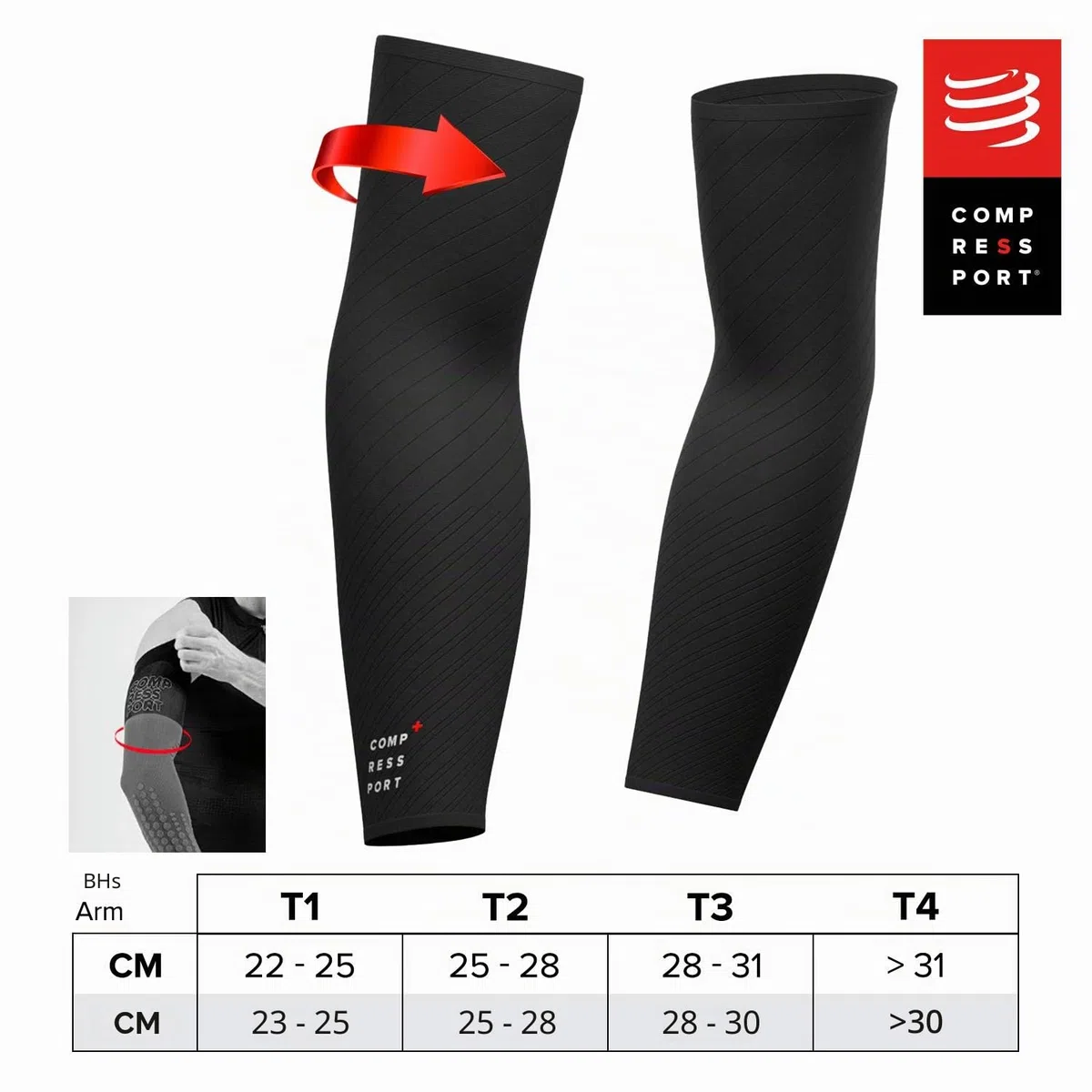 Compressport - Kompressionsärmel - ArmForce Ultralight - Muskulärschutz, Leistung und Erholung für Sportarten - Laufen, Radfahren, Trail und Triathlon