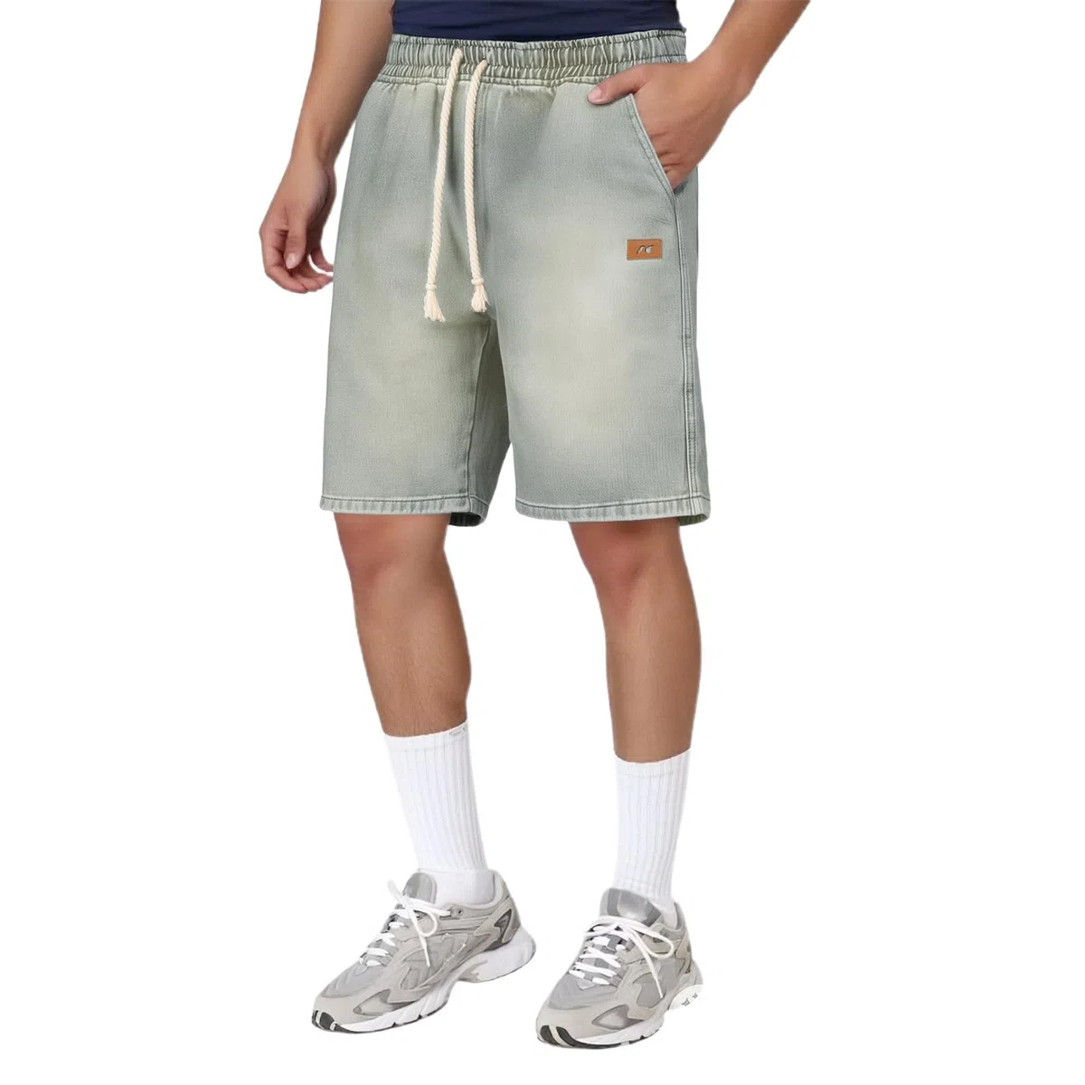 Jeans Shorts Herren Baggy Beach Shorts High Waist Kurze Hose Bequem Freizeithose Mit Taschen Low Waist Boyfriend Jeanshose Breites Bein Locker Schlupfjeans