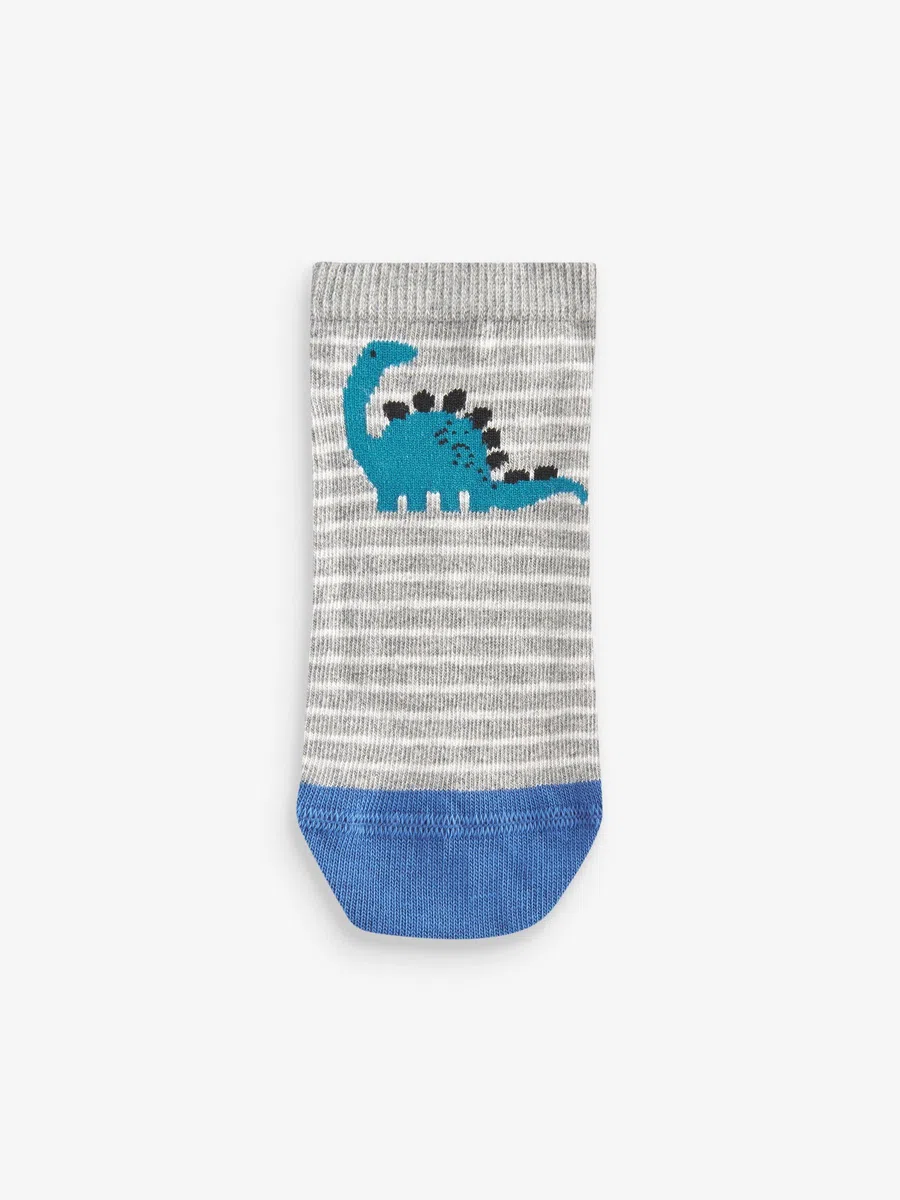 NEXT Jungen Sneaker-Socken mit hohem Baumwollanteil, 7er-Pack Blue Dinos 26.5-30.5