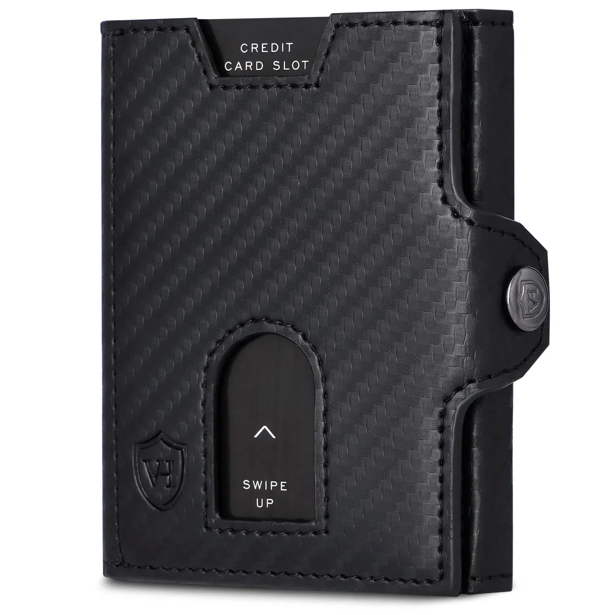 VON HEESEN Slim Wallet mit Münzfach & RFID Schutz Geldbörse Herren Damen Kartenetui Mini Portmonee Carbon-Schwarz