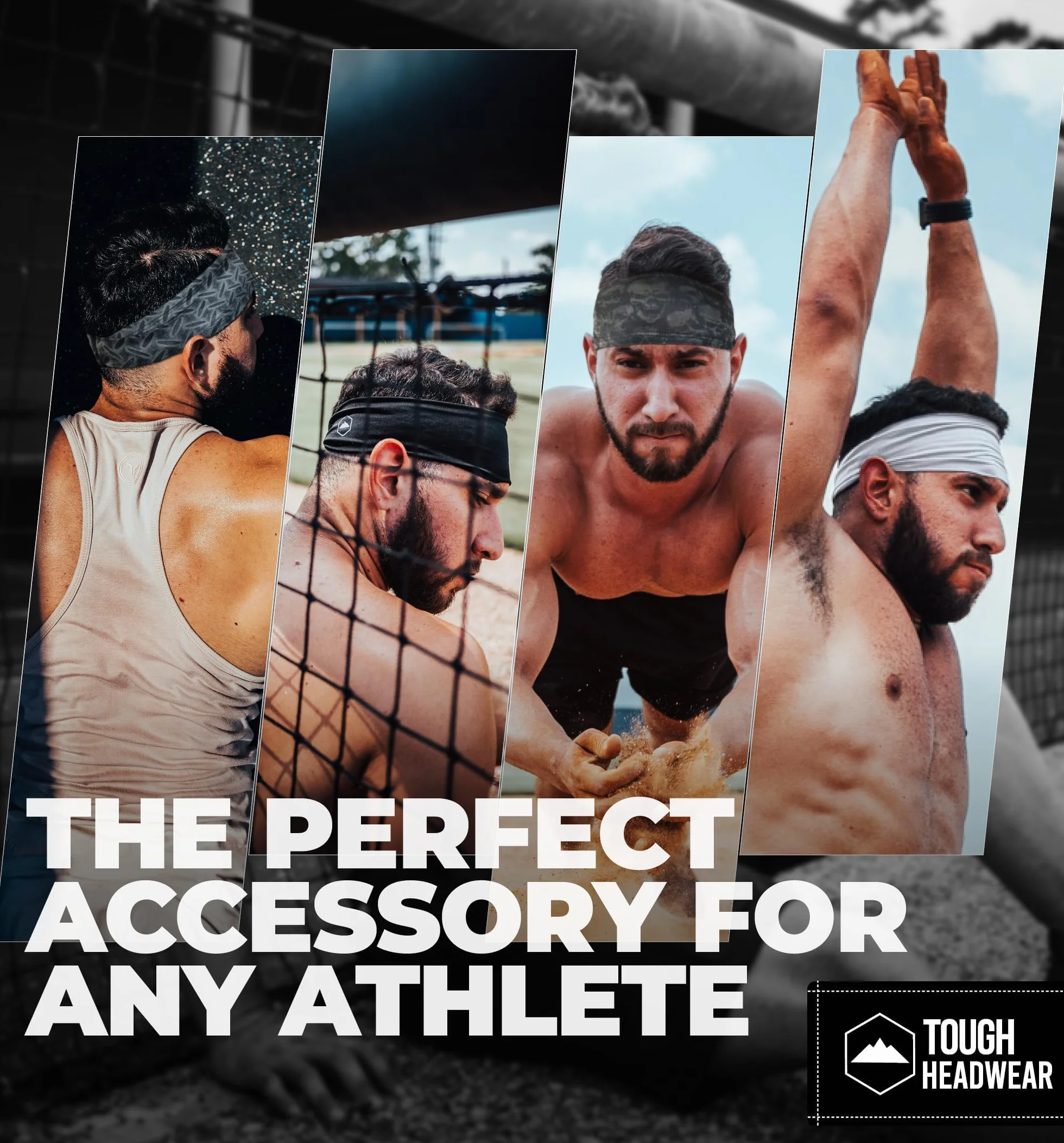 Tough Headwear Schweißbänder für Herren – Sport-Stirnbänder für Herren/Damen – Grau, Einheitsgröße – für Sportteilnehmer – Tennis, Fußball, Radfahren, Crossfit, Baseball, Basketball, Laufen