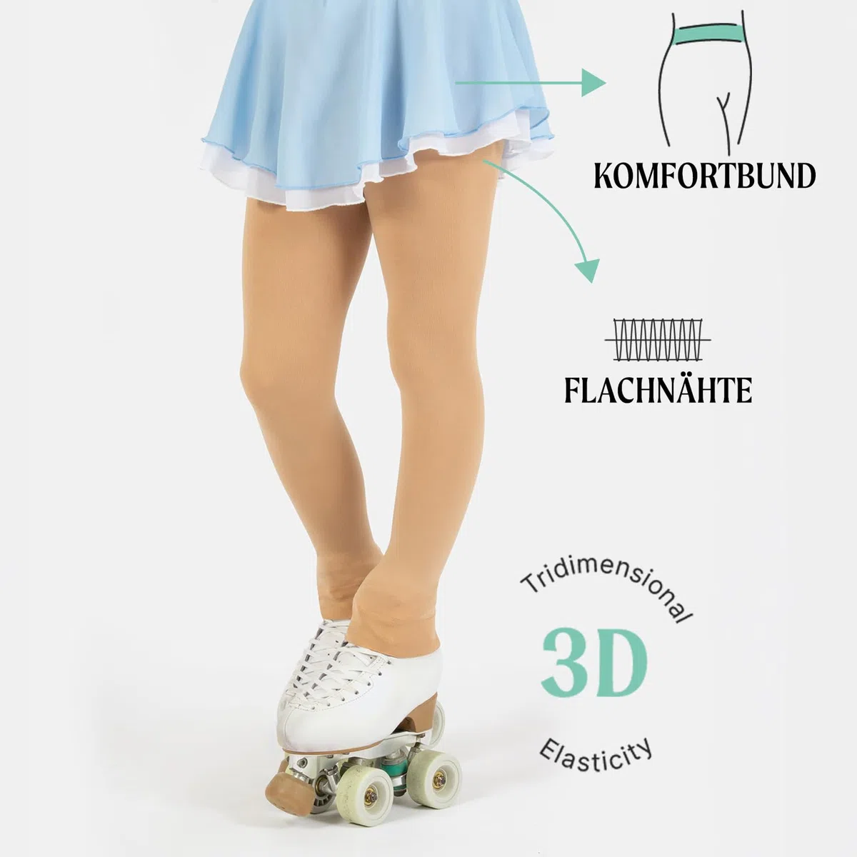 CALZITALY Mädchen-Eiskunstlauf-Strumpfhose, fußlose Strumpfhose, Eislauf-Leggings, blickdichte Leggings, 80 DEN, hergestellt in Italien