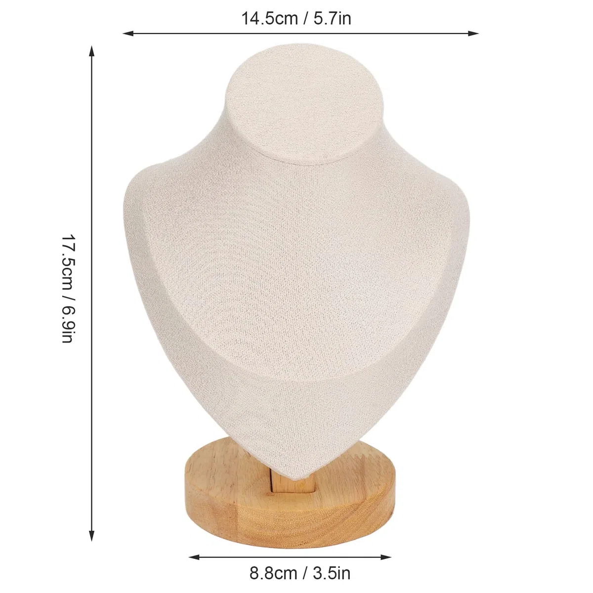 6,9-Zoll-Halsketten-Ausstellungsständer, Flanell-Schmuckstaffelei, Halsketten-Ketten-Ausstellungs-Büste-Ständer Turm-Rack Mannequin-Schmuck-Büste-Ausstellungshalter für Shop-Event-Show(Beige)