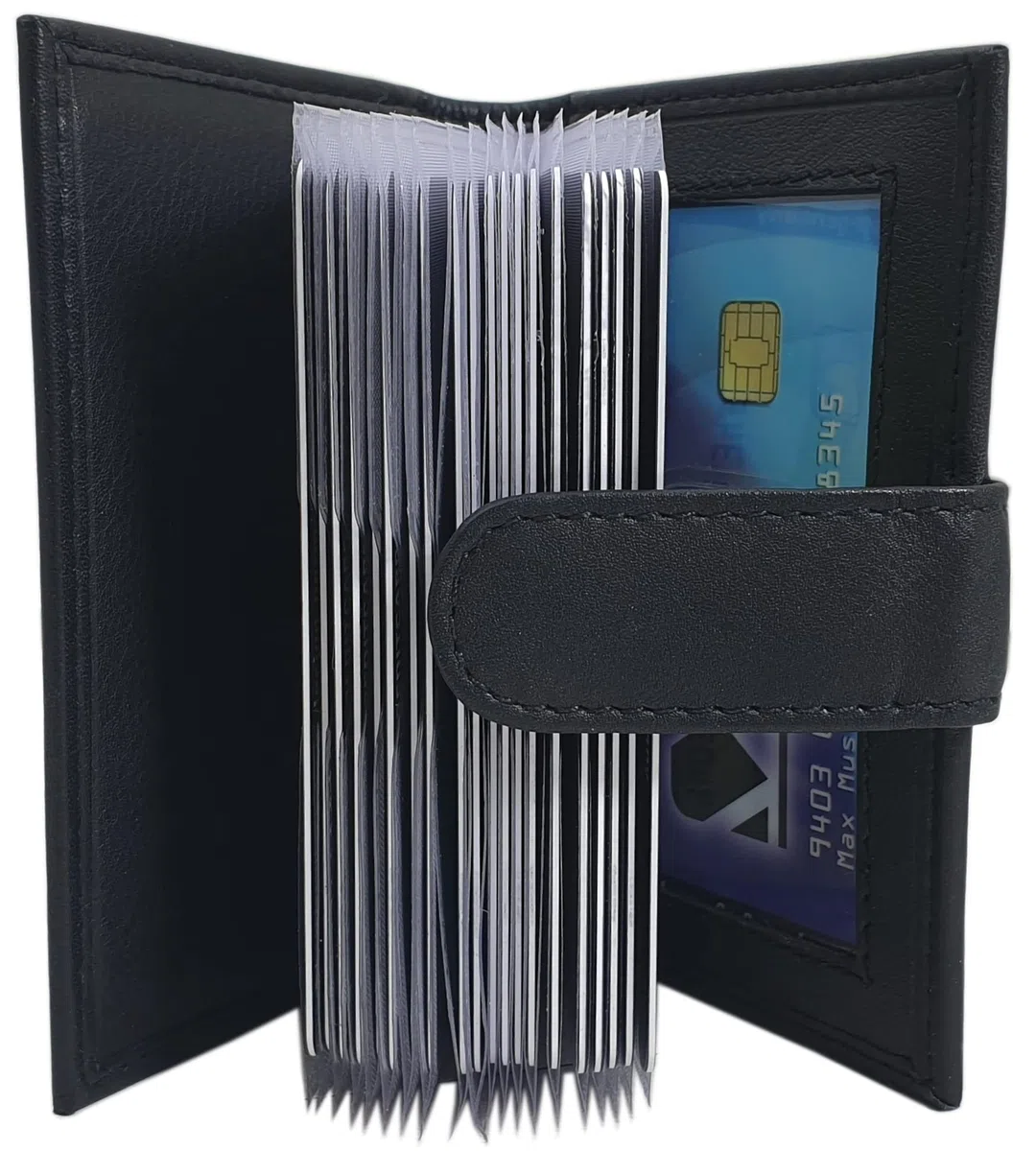 myledershop XXL Kalbsleder Kreditkartenetui/Kartenetui/Visitenkartenetui/Scheckkartenetui/Kartenmäppchen MJ-Design-Germany mit RFID & NFC Schutz (Schwarz)