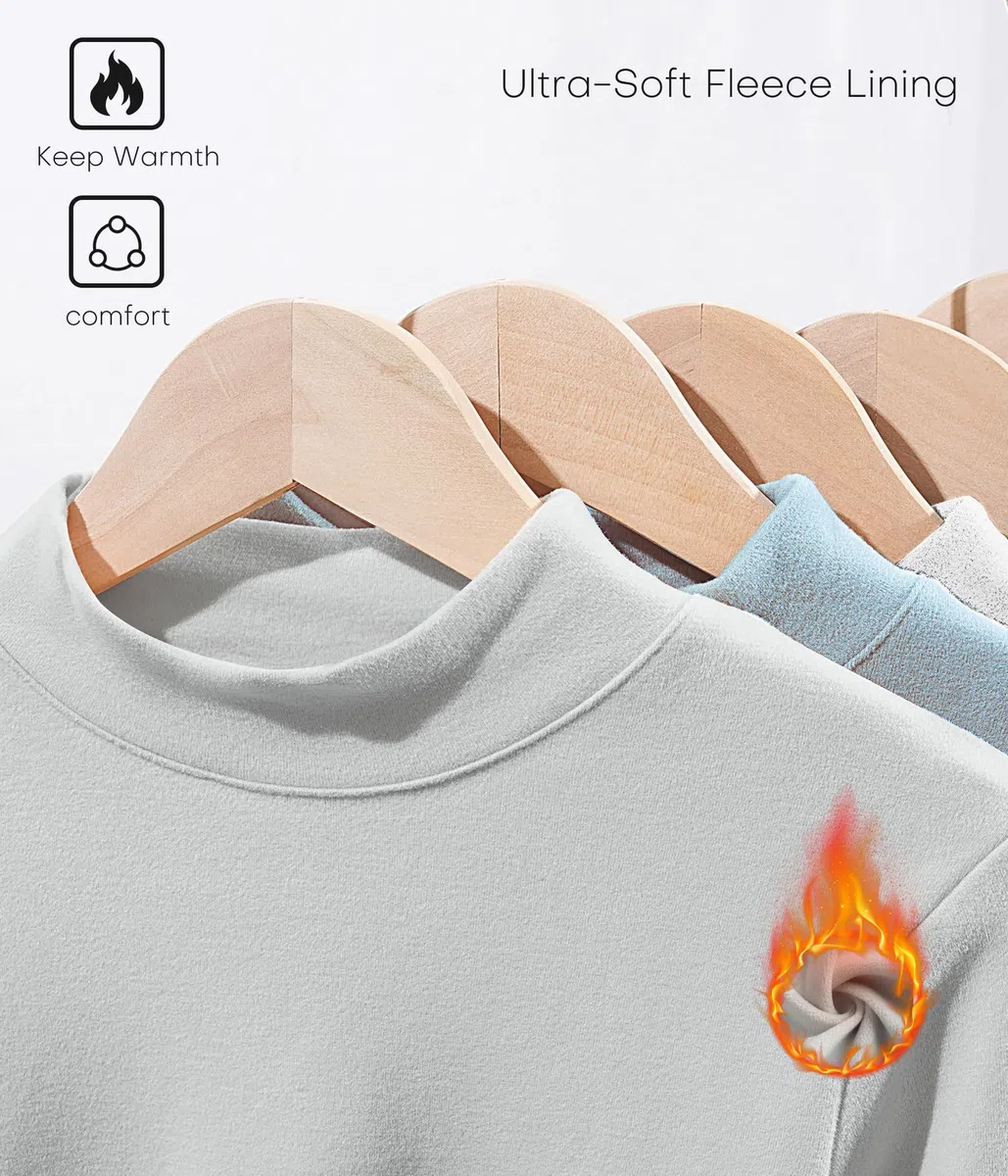 Trendy Boy Thermo Langarmshirt für Jungen mit Fleecefutter – Warme Basisschicht mit Stehkragen für den Winter