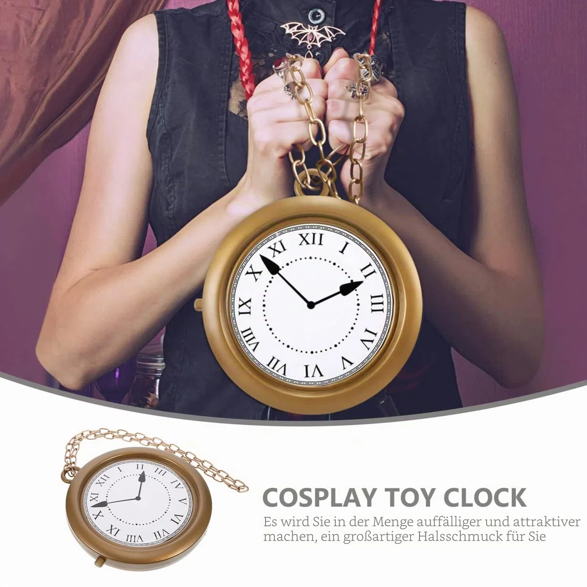 Gatuida Uhr-Halskette, personalisierte Halloween-Hals-Uhr, Dekorationen, Jumbo-Gold, Halskette, Hip-Hop-Rapper-, Kostüm-Anhänger für Damen und Herren