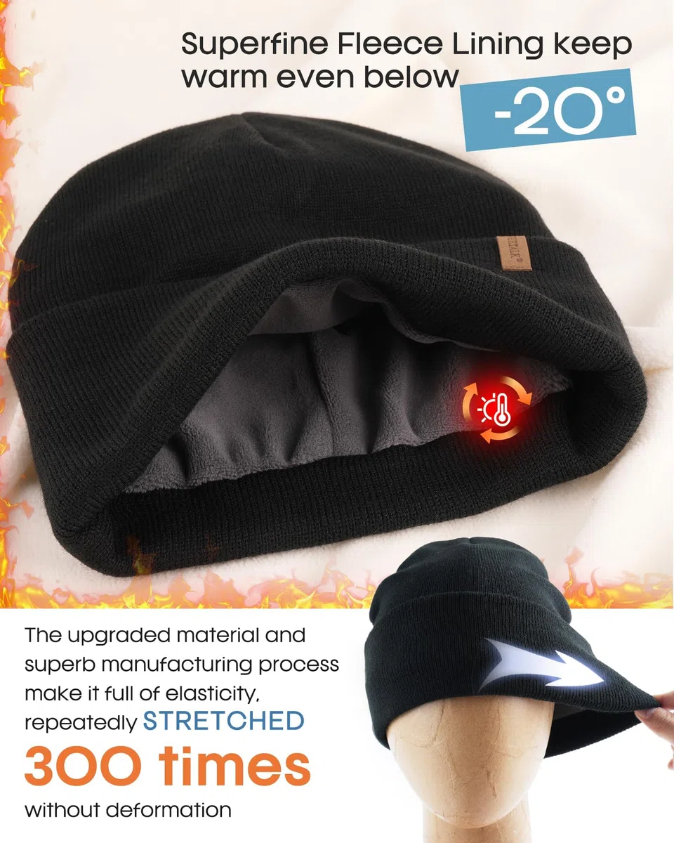 FURTALK Unisex Winter Beanie Mütze Schal und Handschuhe im 3er-Set Herren Damen Wintermütze Winterschal Touchscreen Handschuhe mit weiches Fleecefutter