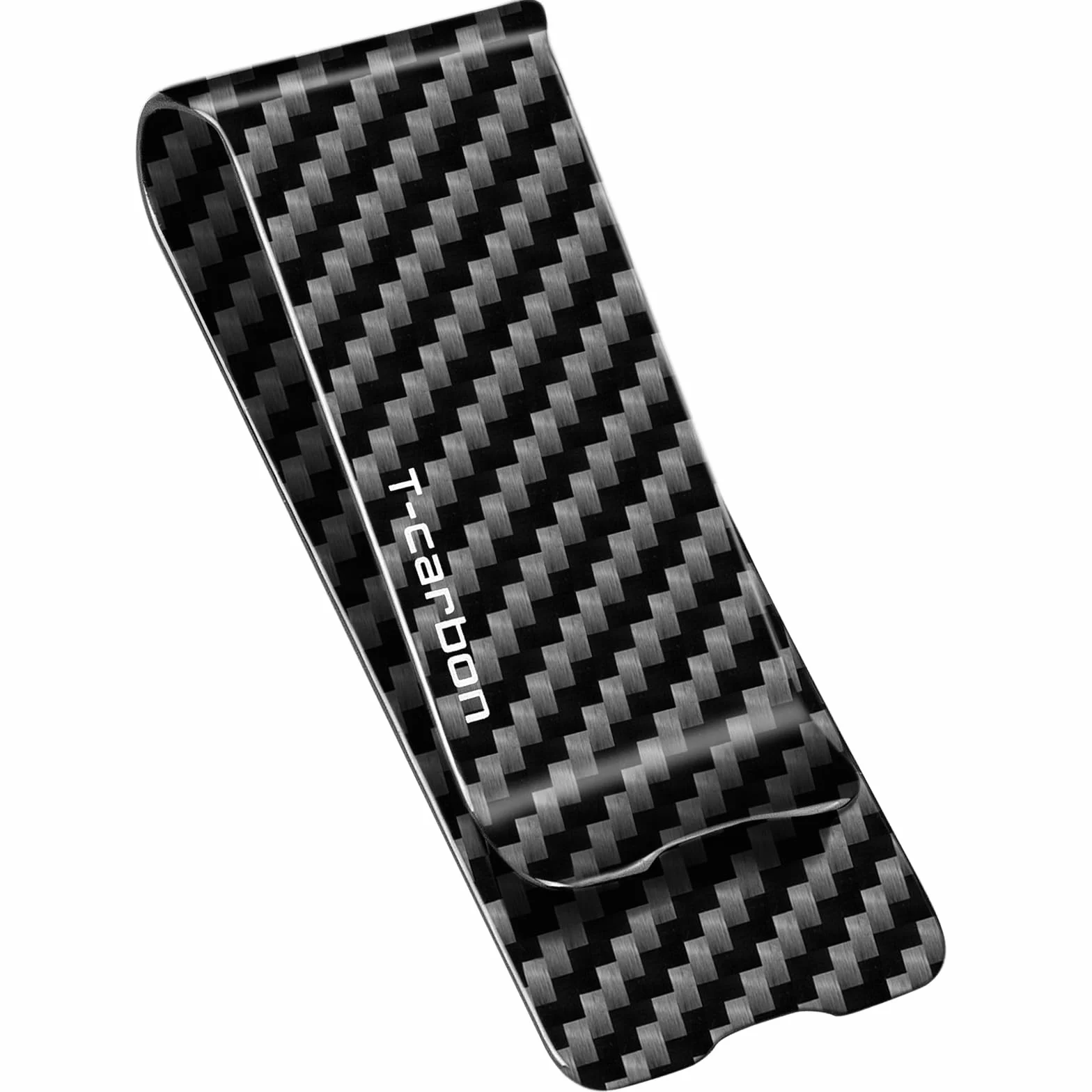 T-carbon-Echte Kohlefaser Geldklammer-Tragbare einfache Geldscheinklammer-Geldklammer für Männer-Carbon Fiber Money Clip Kreditkartenetui Banknotenetui Namenskartenetui（Glossy Schwarz）