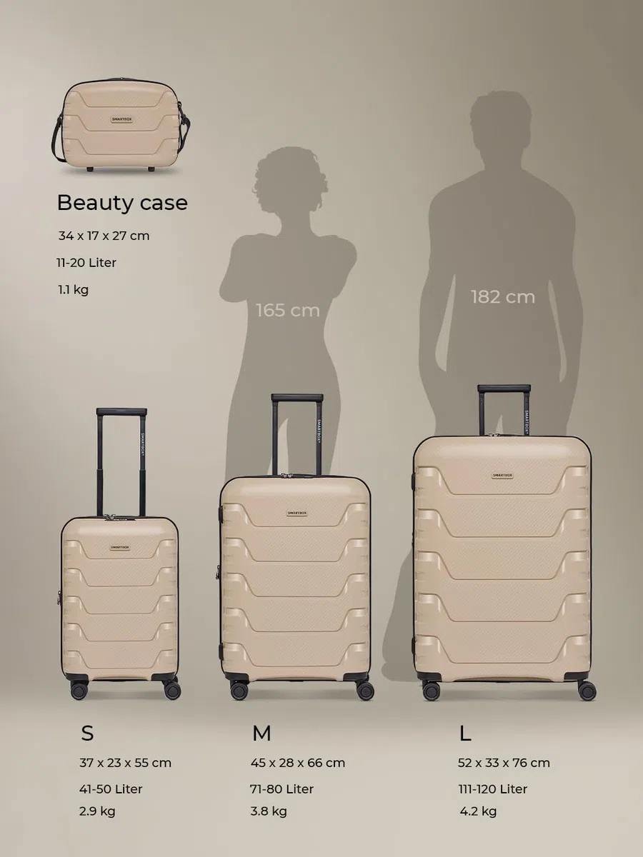 Smartbox Beauty Case Hartschale 34x17x27 cm, Handgepäck Kosmetikkoffer 14L, Leichtes Polypropylen, Kulturtasche mit Aufsteckfunktion & Schultergurt, Make-up Koffer Reise Organizer (Edition 01)