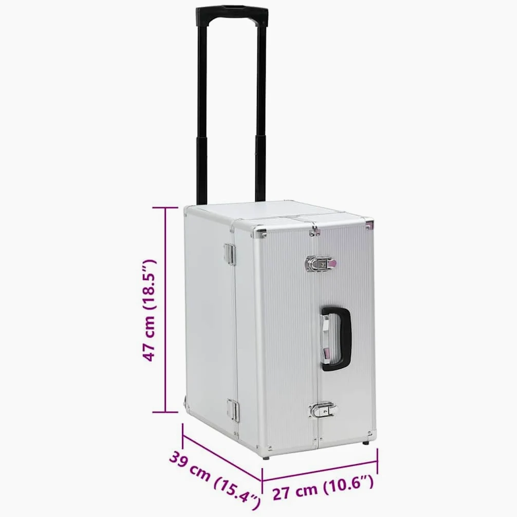 vidaXL Pilotenkoffer Handgepäck Businesskoffer Aktenkoffer Reisekoffer Pilotentrolley Alukoffer Koffer Trolley Alu 47x39x27cm Silbern Aluminium