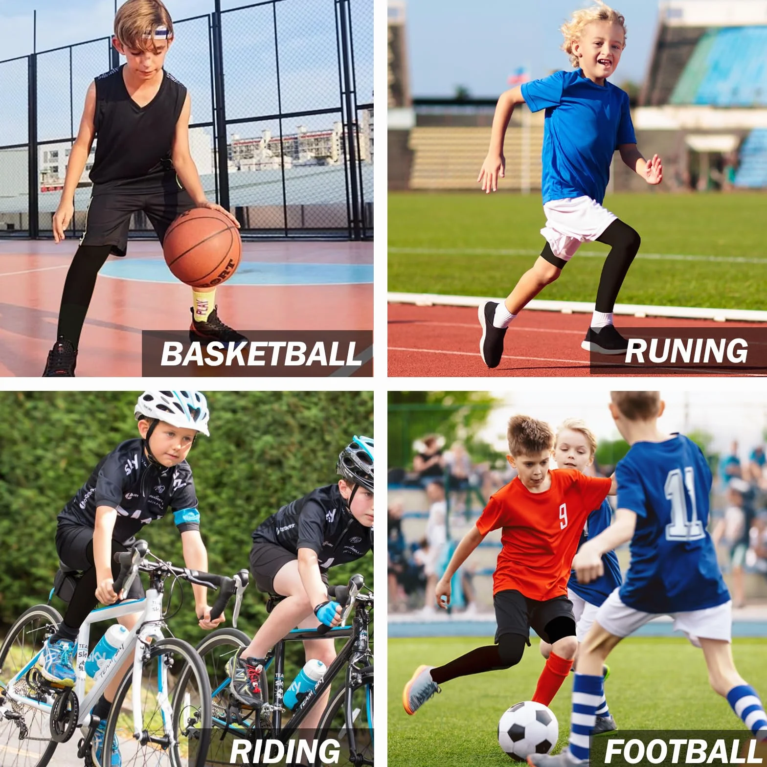 Einbein-Kompressionshose Kinder Jungen Leggings Laufhose Teenager Langlang Atmungsaktiv Einbeinige Unterhose Trainingshose für Athletisches Sportliches Basketball Fußball Training