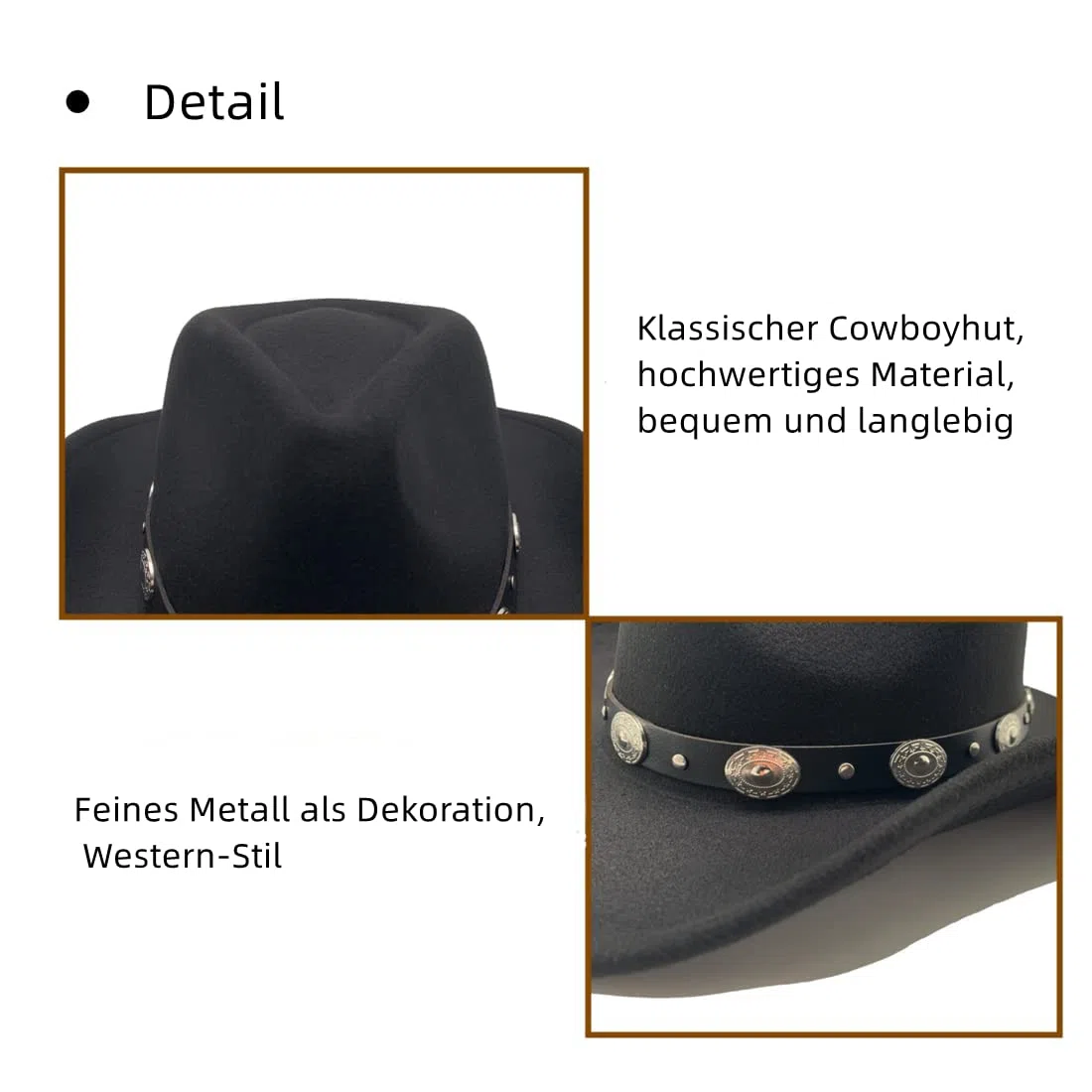 Cowboyhut Damen Herren Westernhut Fedora Hut Breiter Krempe mit Lederband