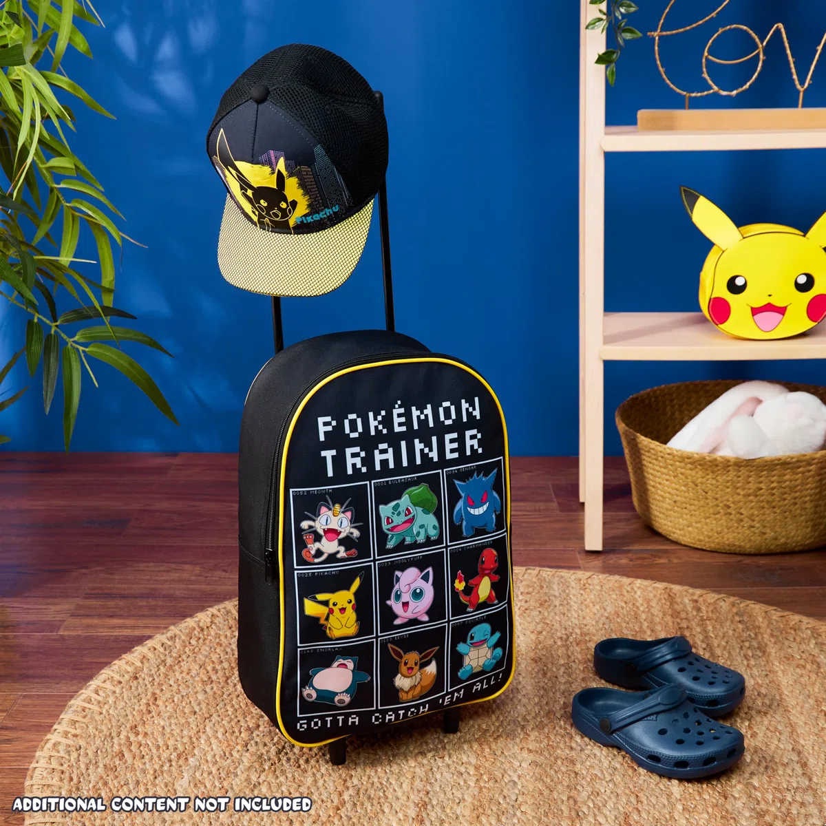 Pokemon Koffer Kinder, Faltbarer Trolley Handgepäck Leicht 39x27cm, 10.5 Liter, 2 Rollen & Ausziehbarem Griff (S/39cm -10.5L, Schwarz/Mehrfarbig)