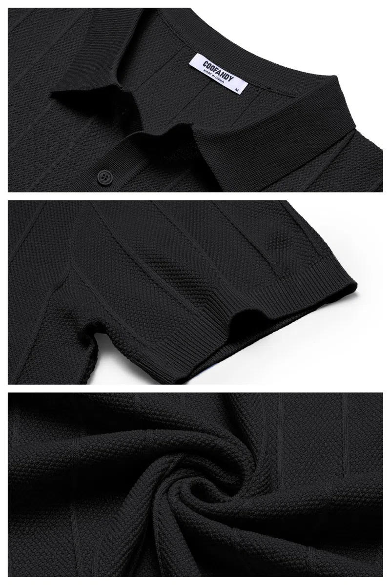 COOFANDY Poloshirts Herren Kurzarm Strick Regular Fit Sommer Golf Tshirt Button Down Polo Casual Urlaub Polohemd