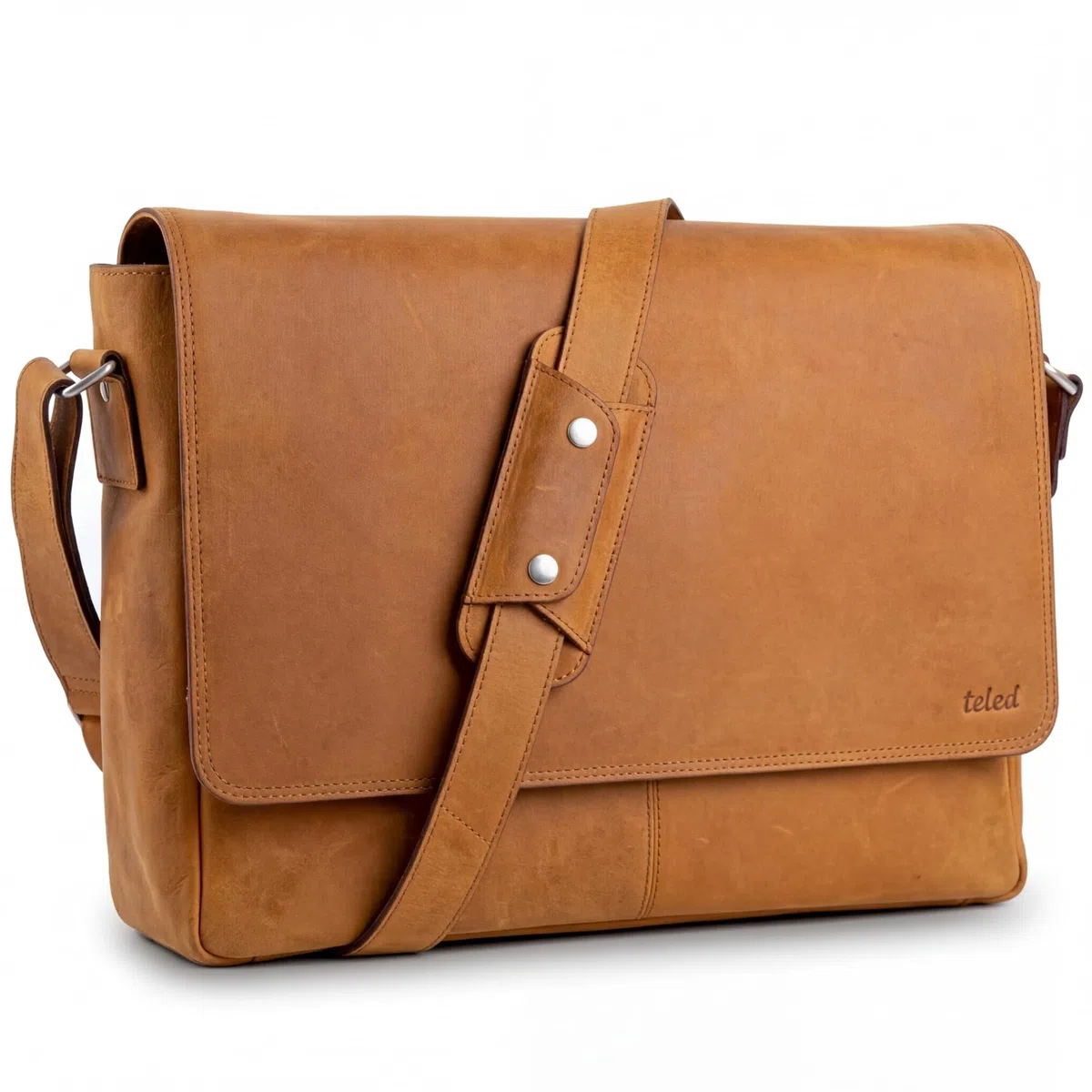 Echtleder Umhängetasche Laptoptasche 15.6 Zoll Aktentasche Messenger Bag Vintage Braun