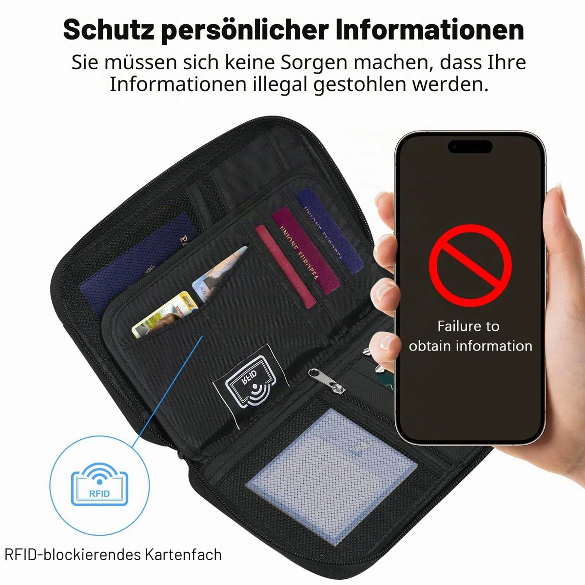 Moko Reisepasshülle Familie, RFID Reisepasshülle für Damen und Herren, Reisepasshülle mit Mehreren Fächern