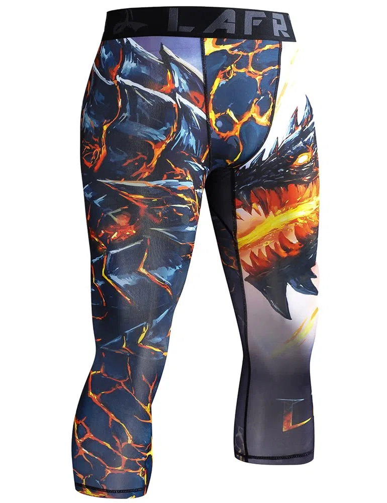 LAFROI Men's Compression Fit 3/4 Tights Leggings with Pcoket/Non-Pocket-YSK10