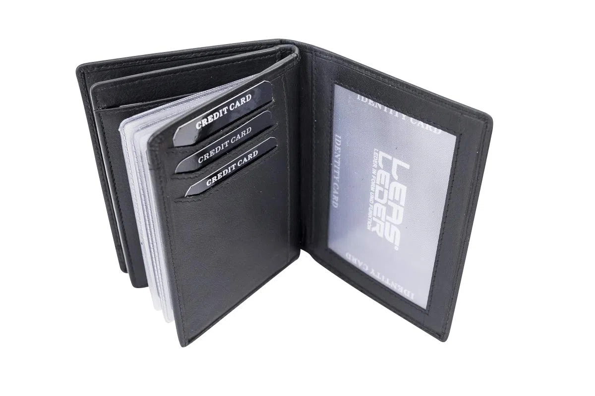 LEAS Ausweis- & Kreditkartenmappe/-hülle hochwertig verarbeitet mit RFID Schutzfolie Echt-Leder, schwarz Card-Collection