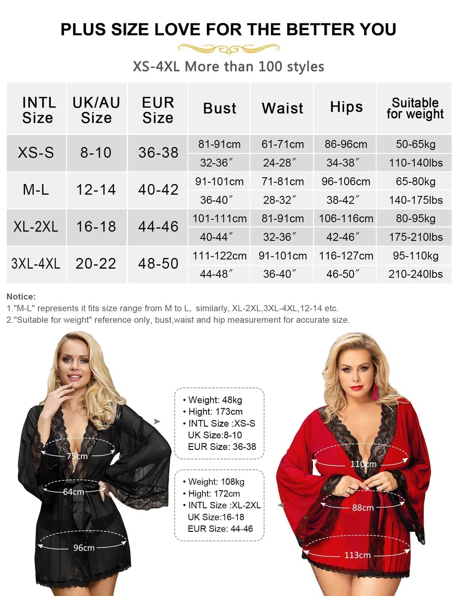 Sexy Kimono Damen für sex Erotisch Kurz Babydoll Dessous Negligee Spitze Nachtmantel Curvy Morgenmantel Transparent Reizwäsche Bathrobe Große Größen Bademantel Strand Bridal Robe Mit Gürtel G-String