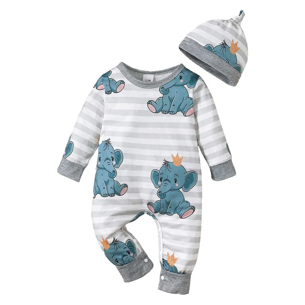 Neugeborenes Baby Kleidung Langarm Romper Overall Niedlichen Cartoon tier mit Hut Outfits