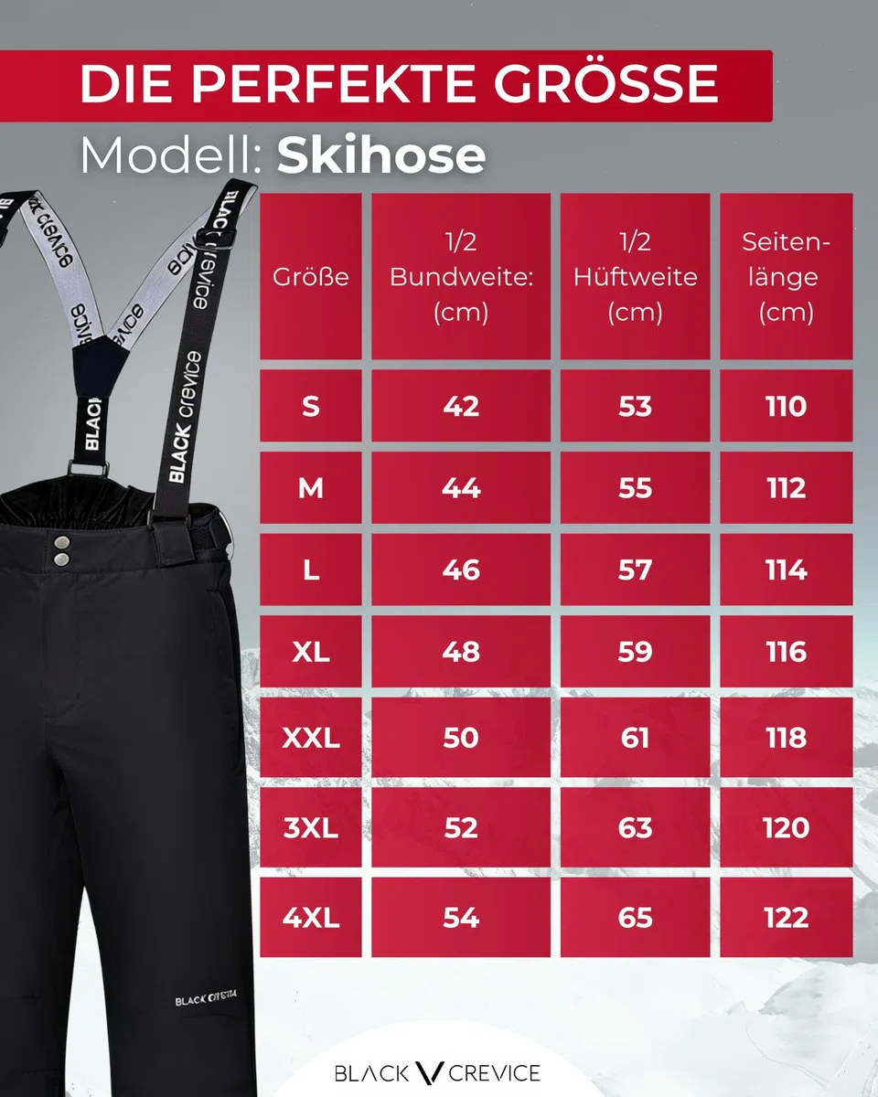Black Crevice Herren Skihose mit Hosenträgern atmungsaktiv wind- und wasserdicht