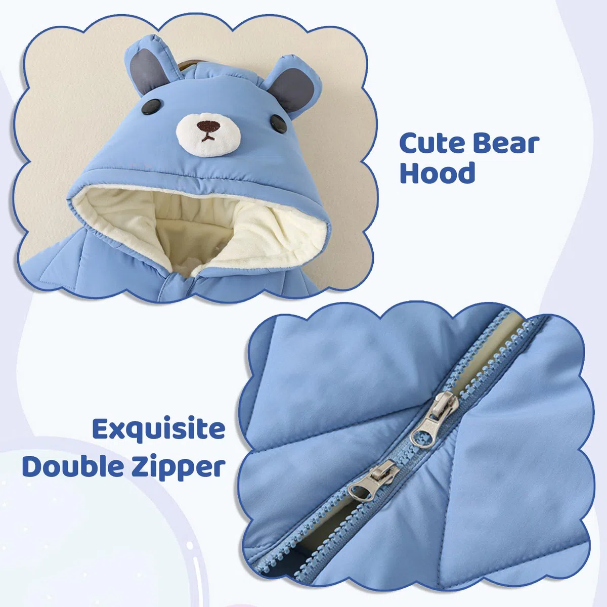 WYTbaby Baby Schneeanzug Warm Einteiliger Winteroverall Mit Kapuze Fleece Jumpsuit für Jungen Mädchen 0-12 Monate