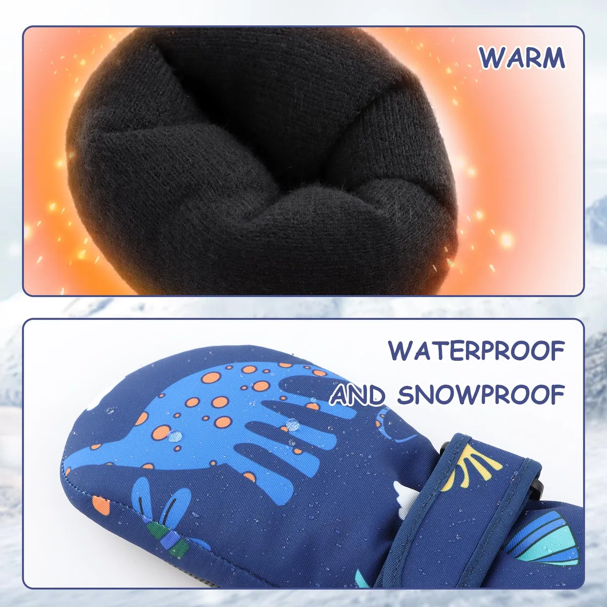 JANGANNSA Baby Gloves Winter Children's Mittens Baby Boy Girl Waterproof Gloves Unisex Outdoor Gloves Ski Gloves 1-6 Years