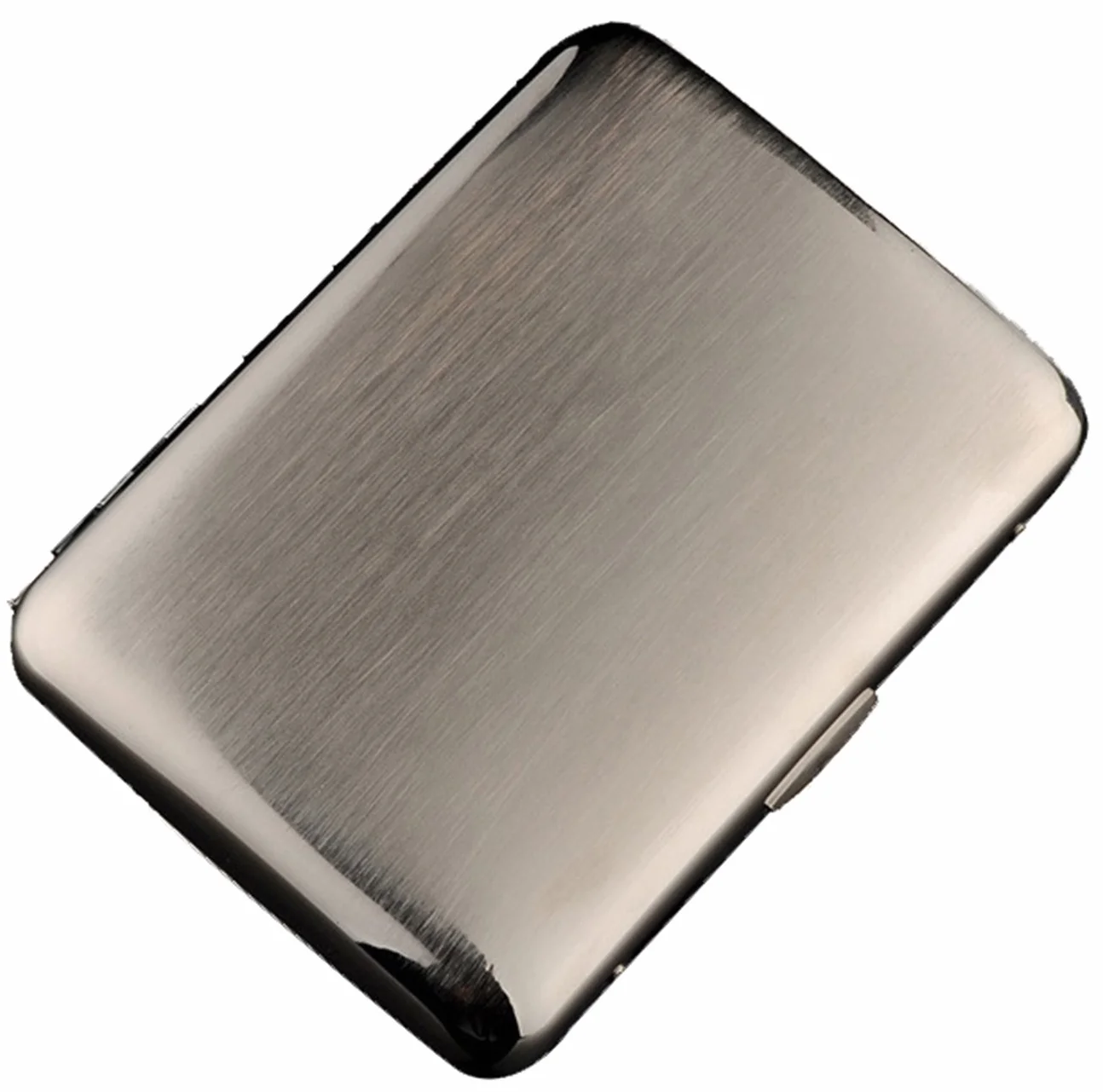 High-Grade Edelstahl Zigarettenetui, Vernickelung Drahtziehen, Silber Farbe, Hält 16 Zigaretten (Mit Branded Geschenkbox) (Glatt)