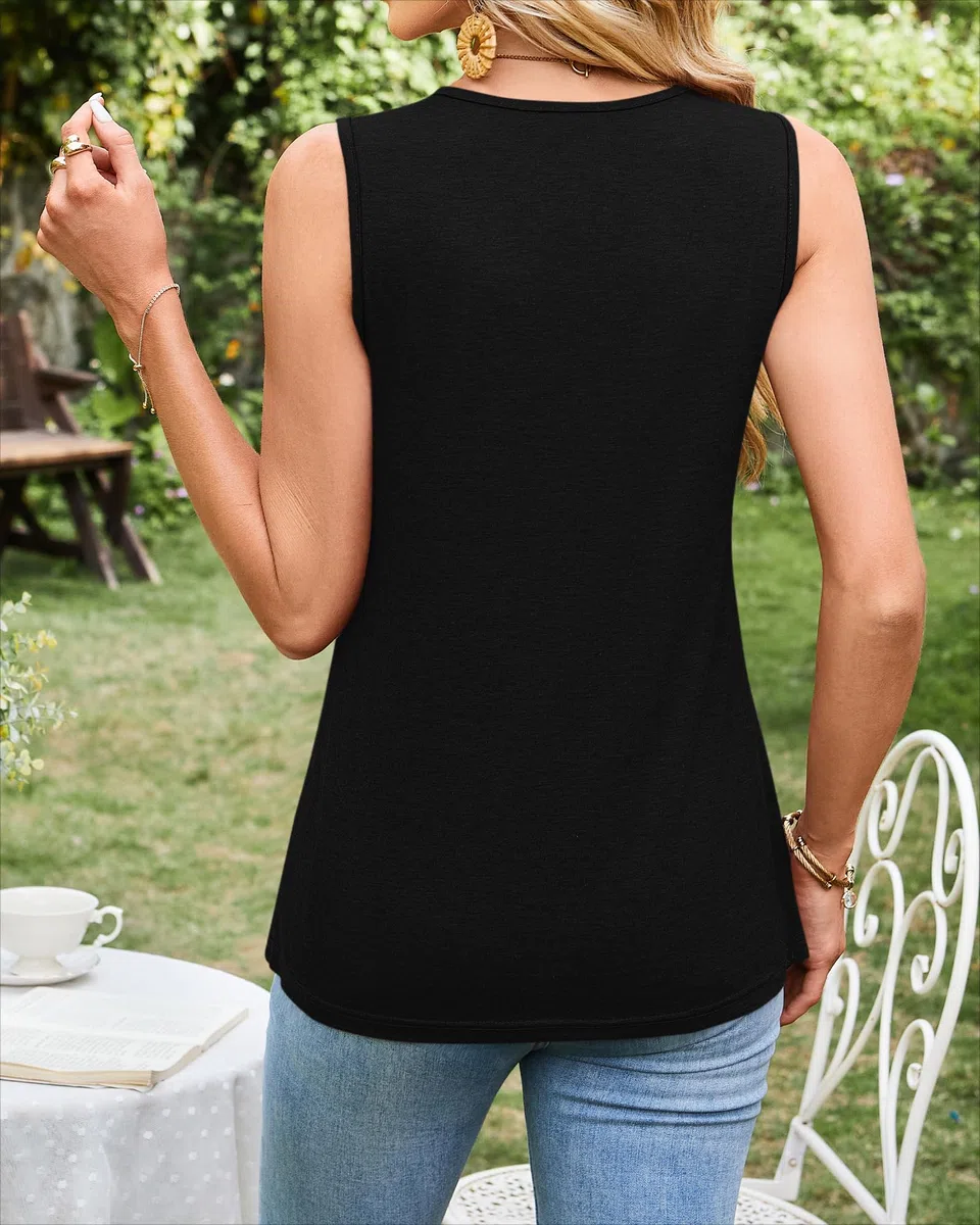PLOKNRD Damen Tank Top Sommer Locker Oberteile Ärmellose V Ausschnitt Tops Shirts 2026