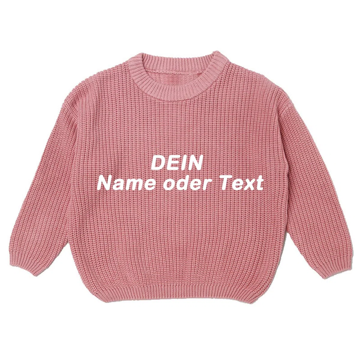 Generisch Handgefertigter Strickpullover Kinder, Pullover Selbst Gestalten mit Gesticktem Namen, Custom Sweater Langarm Rundhalspullover Personalisierte Pulli für Baby, Mädchen, Jungen 0-8 Jahre