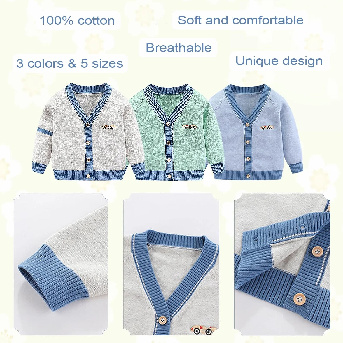 Kleinkind Baby Jungen Strickjacke kleine Jungen V-Ausschnitt Baumwolle Pullover Kinder Lange Ärmel Jacke Stricken Knopf Up für Herbst Winter