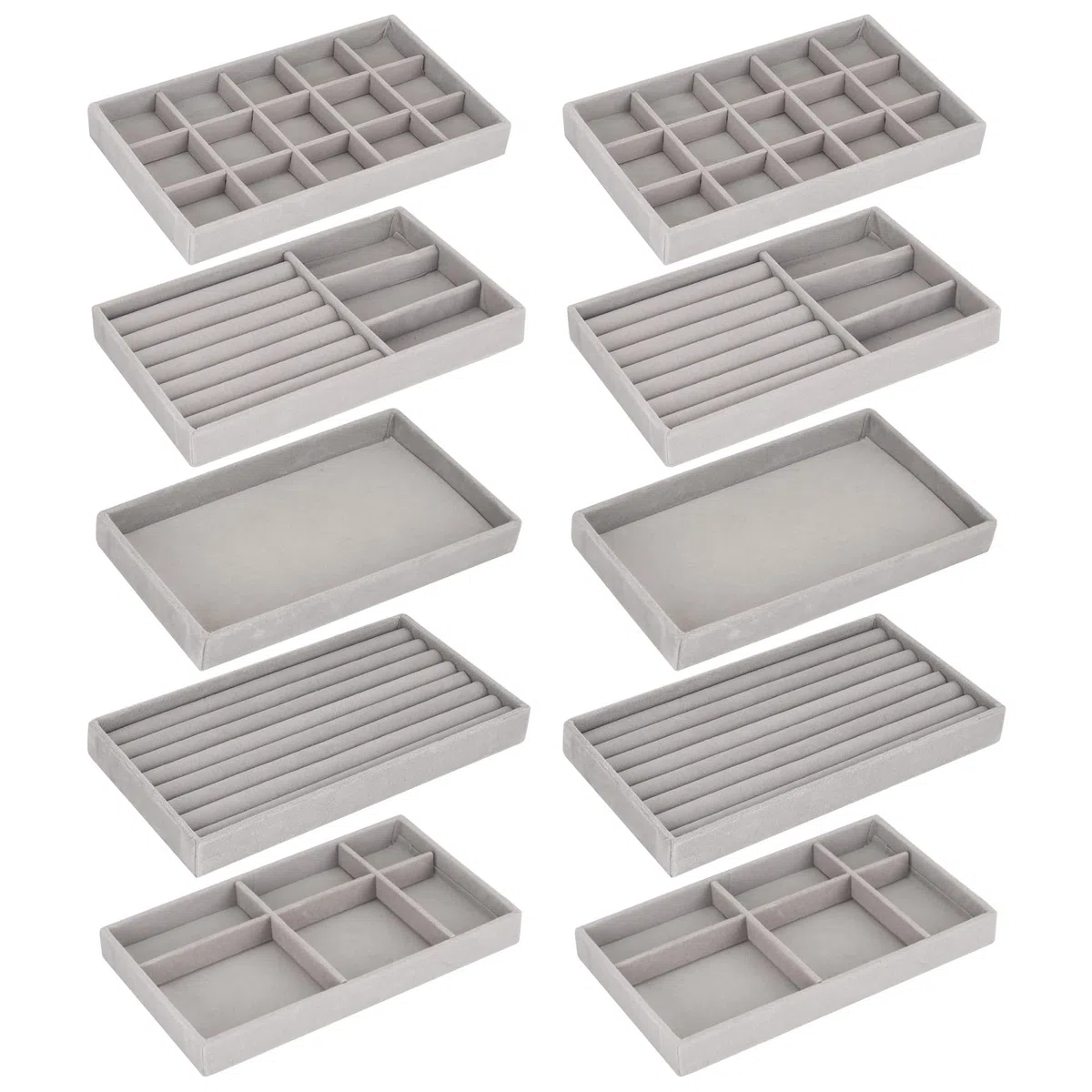 10 Schmucktablett Stapelbar, Schmuckaufbewahrung Schublade Grau, Schmuck Organizer Schublade für Aufbewahren