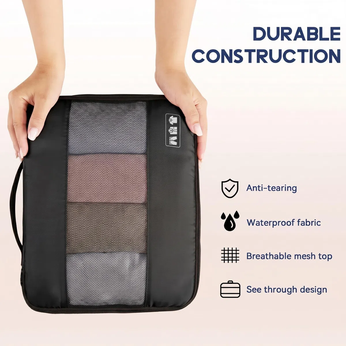 MURISE Koffer Organizer 8 Stück, Packing Cubes für Urlaub und Reisen, Packwürfel Packtaschen für Koffer, mit Schuhtasche Kosmetiktasche, Ordnungssystem, Travel Essentials, Schwarz