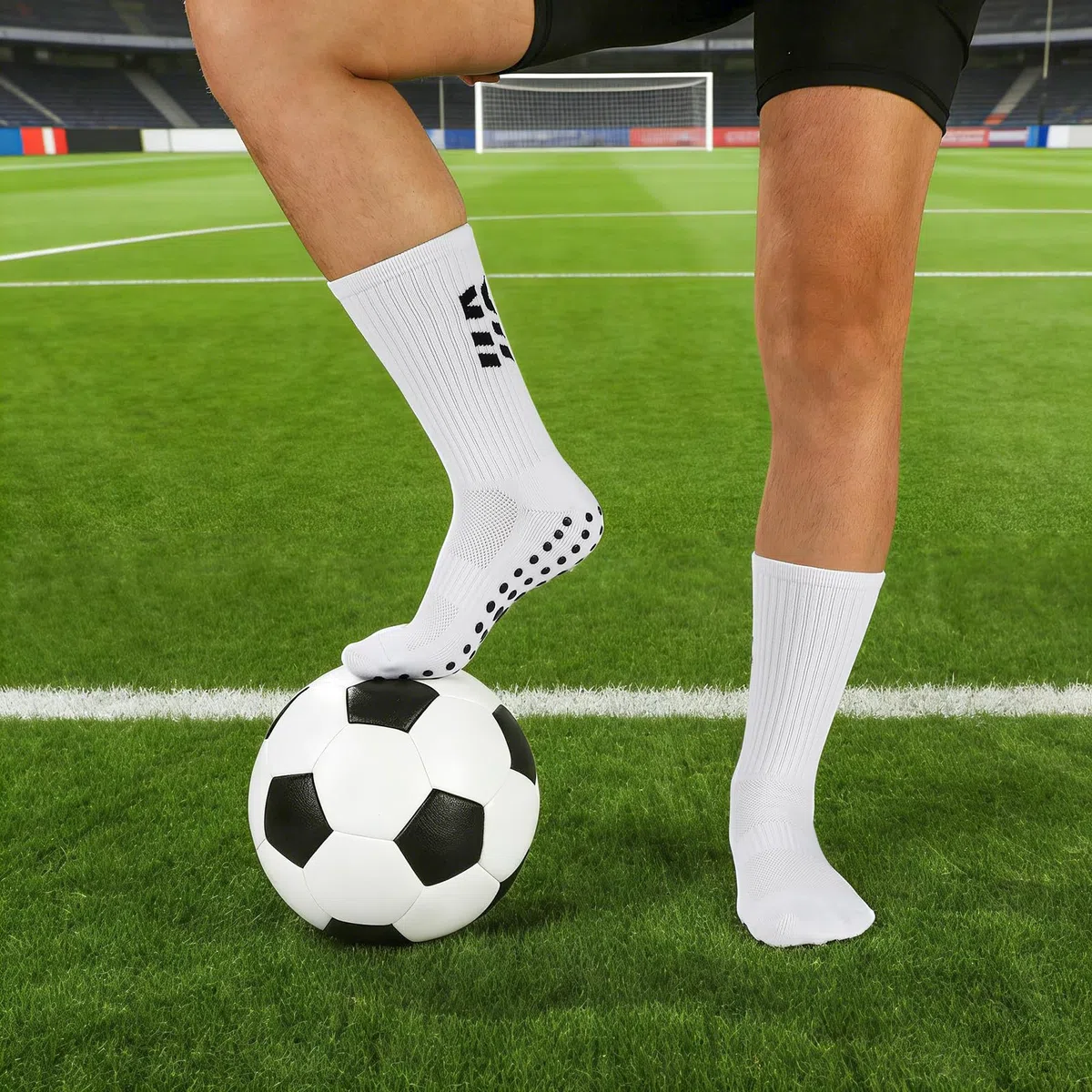 Utensilsto 3 Paar Aniti-Rutsch Fußballsocken für Herren Fussball Socken Mit Gummipunkten für Basketball Laufen Tennis Pilates