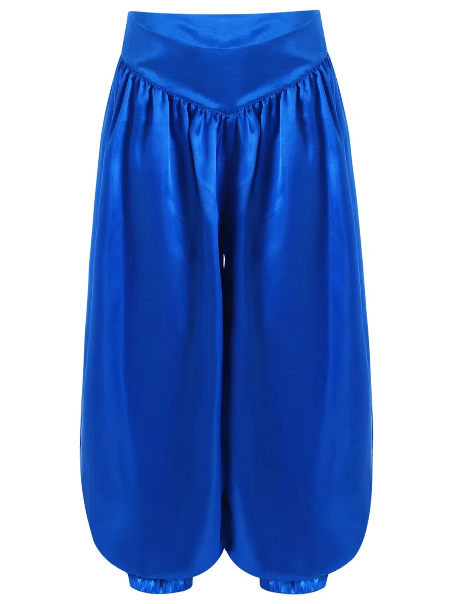 Kinder Mädchen Arabische Hose Glänzend Harems Yogahose Lang Satin Tanzhose Pumphose Bauchtanz Kostüm
